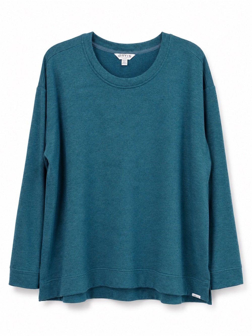 Orvis Sweatshirt Womens XL Heathered Deep Teal Blue Green Fleece Crewneck